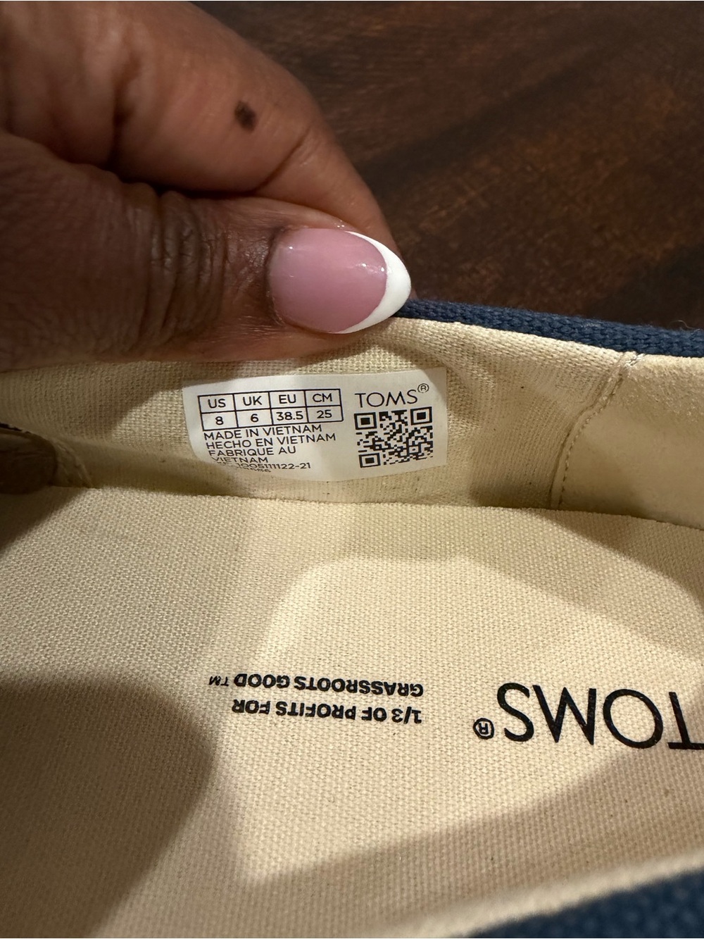 TOMS Navy Canvas Slip-On Platform Moccasins - Picture 4 of 5